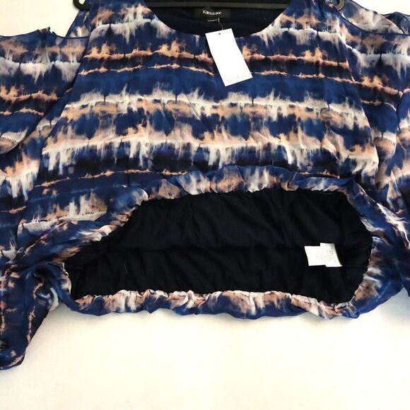Karen Kane Women's Plus Sz 1X Seaside Blue Tie Dye Cold Shoulder Scarf Top $150 - Picture 8 of 10